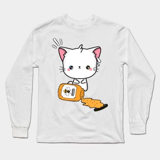 Naughty angora cat spilled a jar of honey Long Sleeve T-Shirt